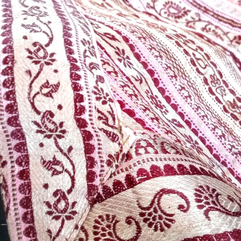 Gorgeous Silk Iridescent Pink Patchwork Tapestry Bedspread/ Coverlet from India